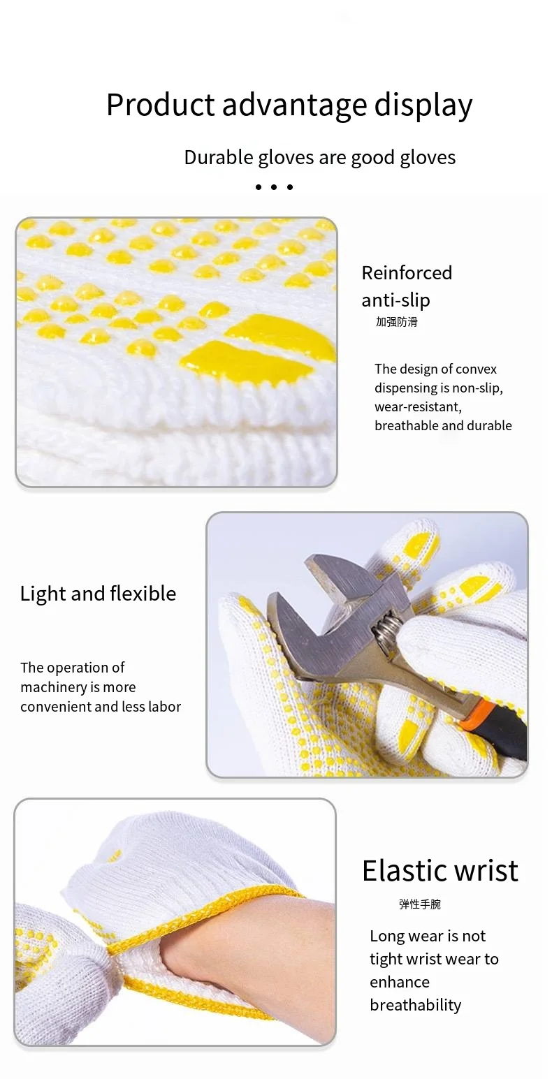 12 Pairs Cotton Polyester String Knit Shell Safety Protection Work Gloves, Painter Mechanic Industrial Warehouse with Dots,
