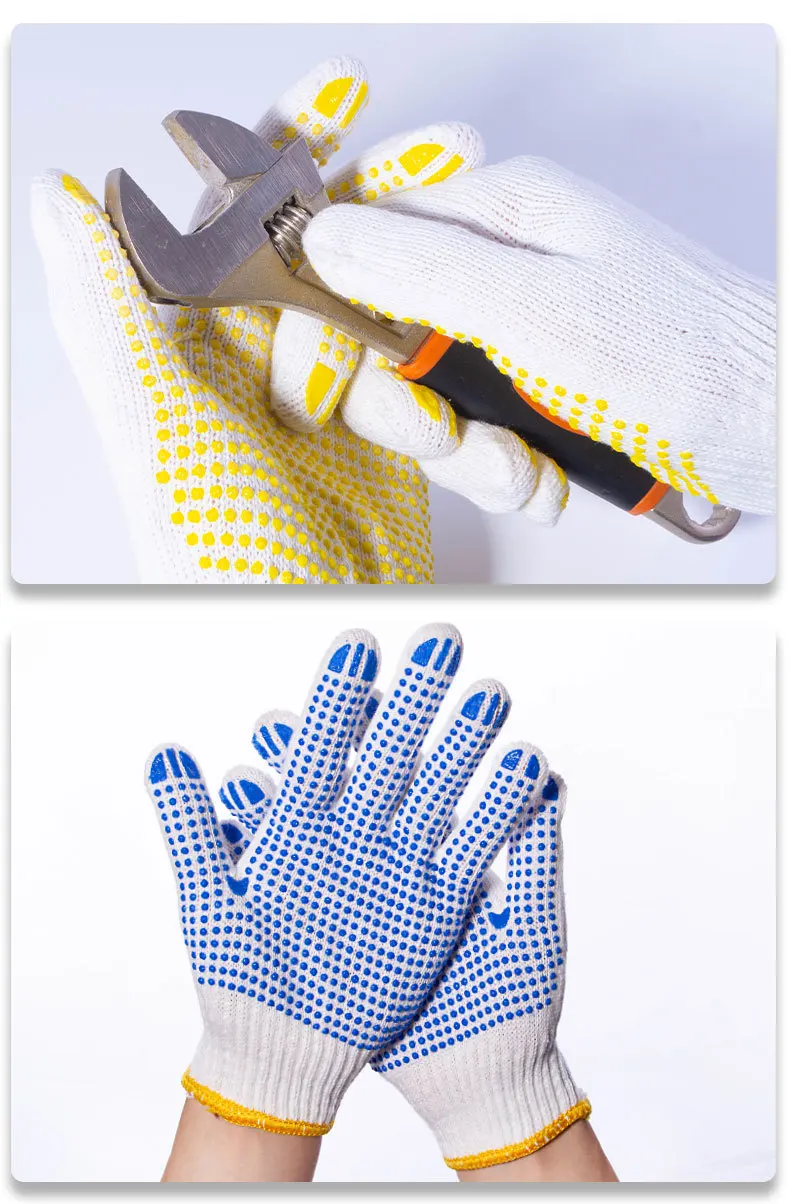 12 Pairs Cotton Polyester String Knit Shell Safety Protection Work Gloves, Painter Mechanic Industrial Warehouse with Dots,