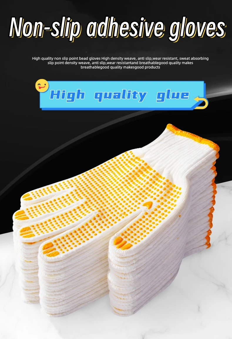 12 Pairs Cotton Polyester String Knit Shell Safety Protection Work Gloves, Painter Mechanic Industrial Warehouse with Dots,