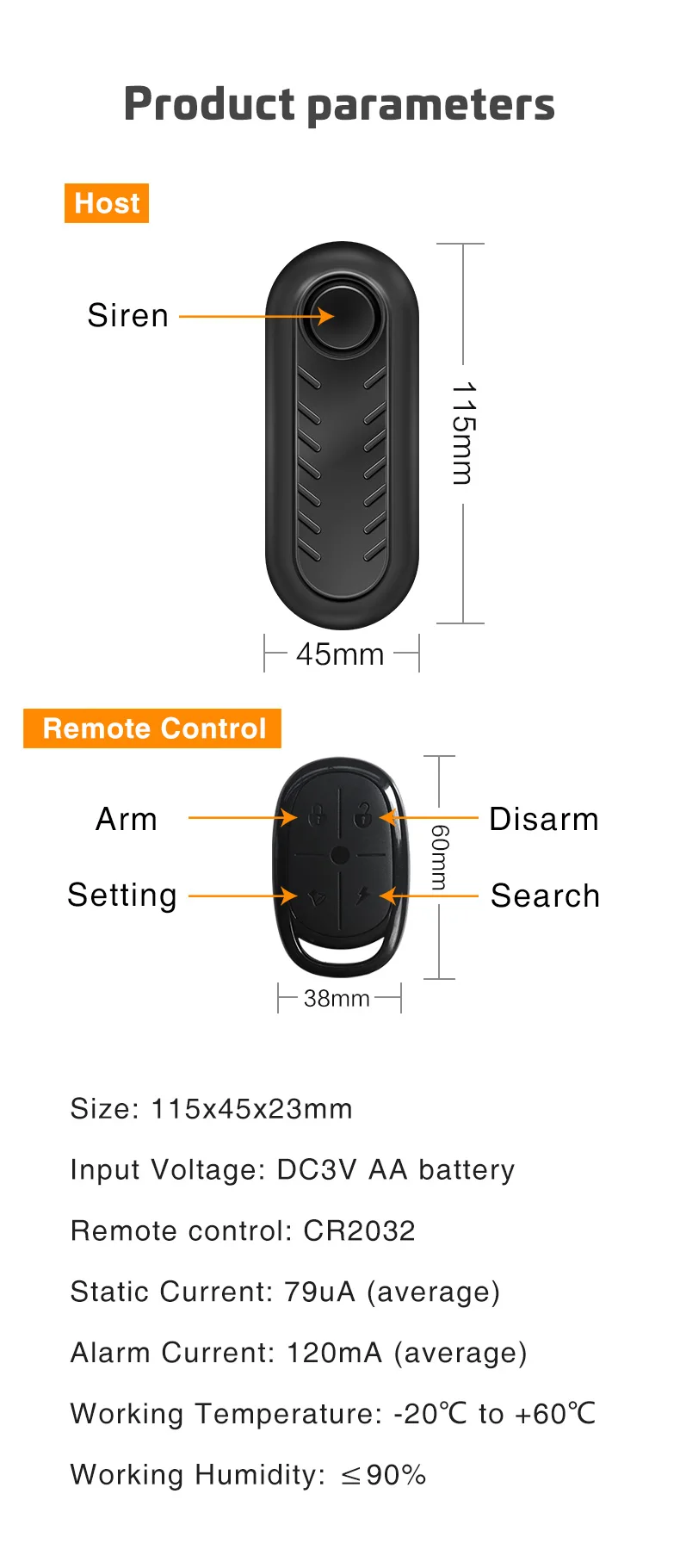 DYGSM Bike Alarm Waterproof Vibration Motorcycle Bicycle/Door Burglar Alarm Ebike Anti Theft 113dB Loud Adjustable Sensitivity