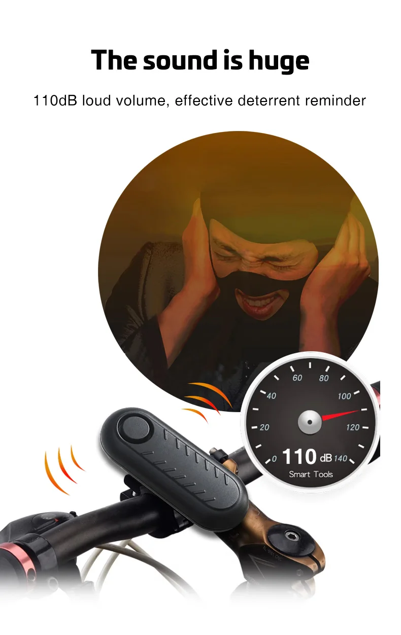 DYGSM Bike Alarm Waterproof Vibration Motorcycle Bicycle/Door Burglar Alarm Ebike Anti Theft 113dB Loud Adjustable Sensitivity