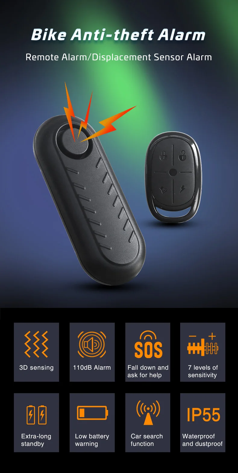 DYGSM Bike Alarm Waterproof Vibration Motorcycle Bicycle/Door Burglar Alarm Ebike Anti Theft 113dB Loud Adjustable Sensitivity