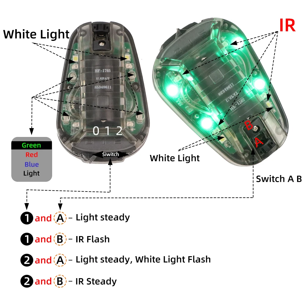 BOOIU Tactical Helmet Light Survival Signal Light Airsoft Helmet IR Lamp Adapter Identification Lamp Outdoor Sports Helmet Light
