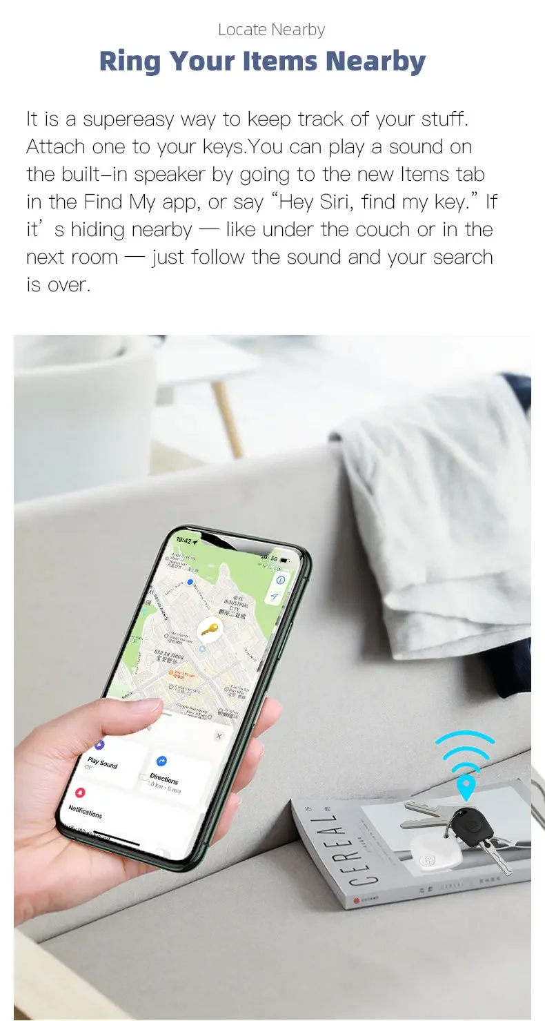 Mini Anti-Lost Tracking Device Bluetooth Works with Apple Find My APP Smart Tag Kid Pet GPS Tracker Alarm Reminder Positioner