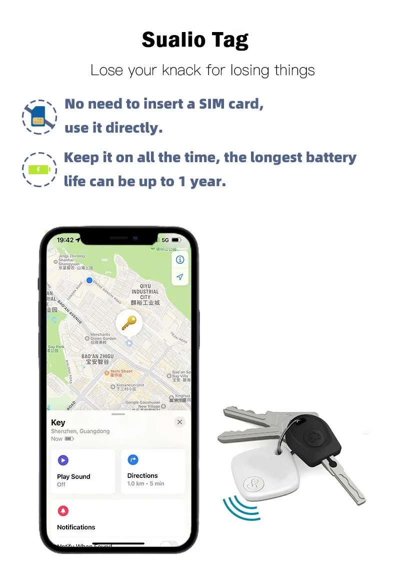 Mini Anti-Lost Tracking Device Bluetooth Works with Apple Find My APP Smart Tag Kid Pet GPS Tracker Alarm Reminder Positioner