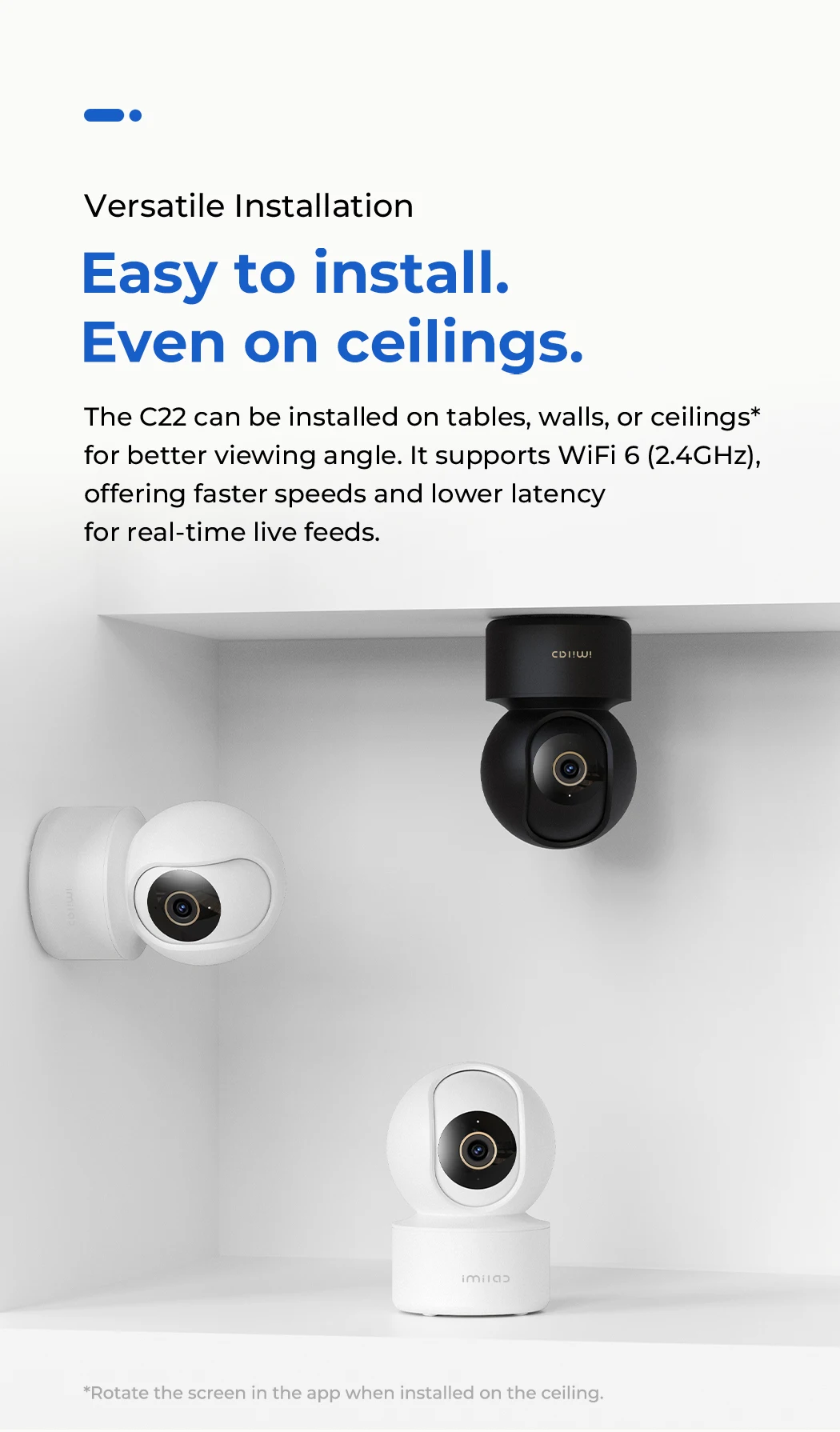 IMILAB C22 3K Security Indoor Camera - 360° View Home Camera with Color Night Vision for Baby/Pet Monitor WiFi6 AI Detection