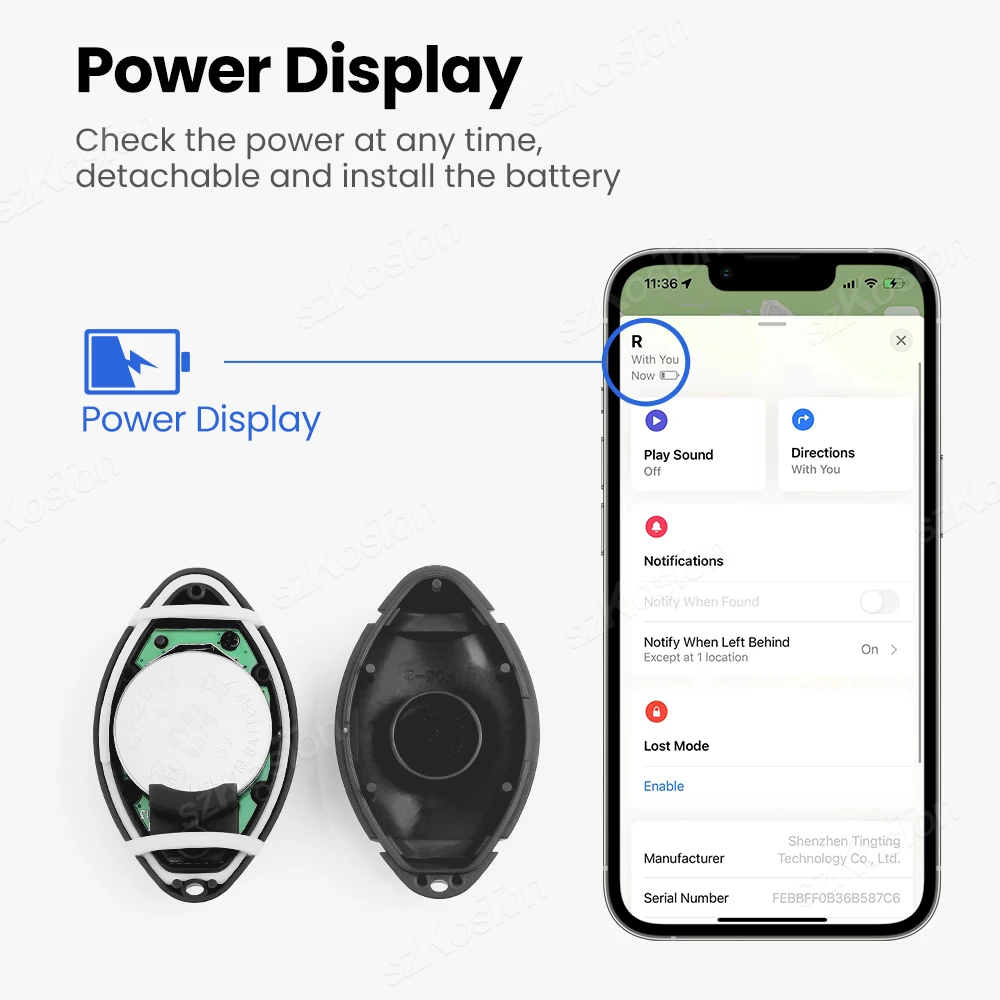 Mini GPS Tracker Global Anti-lost Alarm Locator Compatible with iOS Find My App Key Finder Car Pet Smart Tag for iPhone iTag