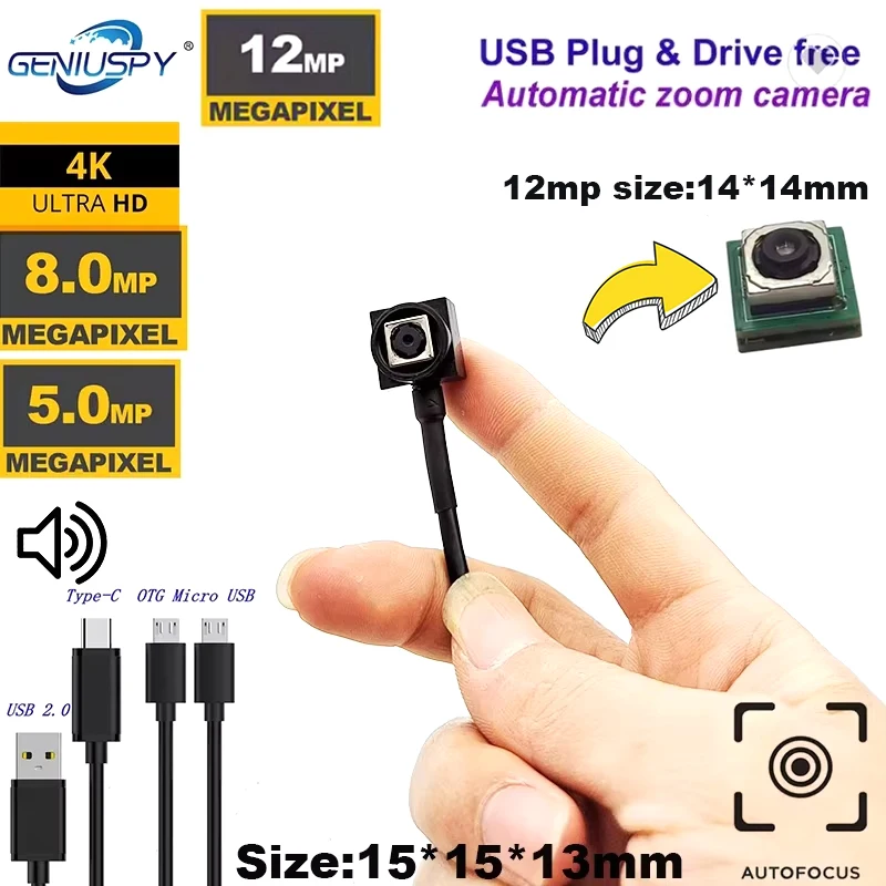 Type-C AF Auto Focus Webcam 4K 8MP 15FPS 12MP High Speed UVC OTG 2592*1944 30FPS Audio USB Camera Module 5MP Mini CCTV android