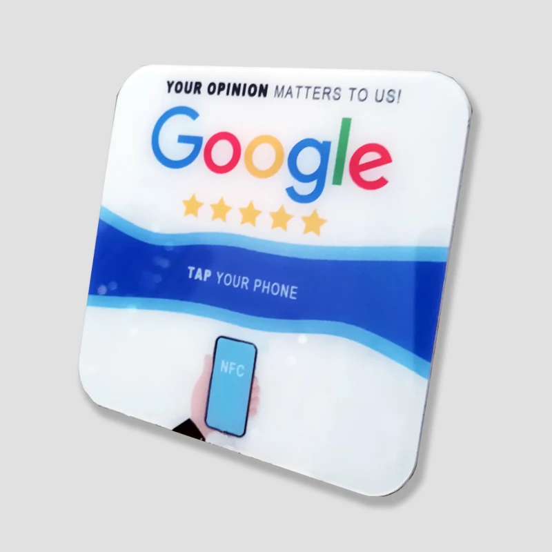 Custom Printing Acrylic NFC Table Stands NFC Plate for Google Reviews