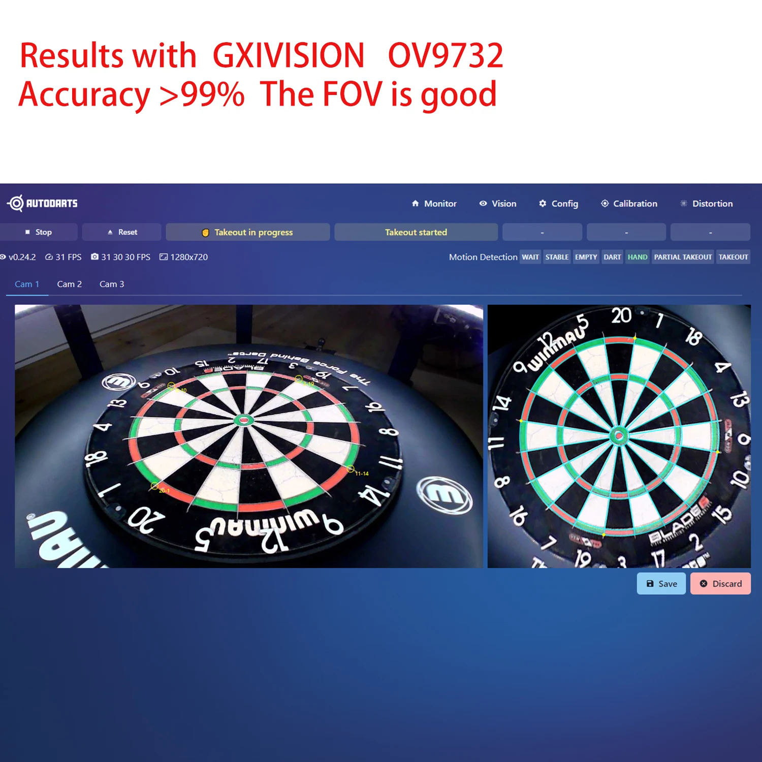 GXIVISION 3pcs IMX179/OV2710/OV2735/OV9732 100 Degree 30fps 2M Cable Camera Module Compatible For Autodarts.io,USB Free Driver