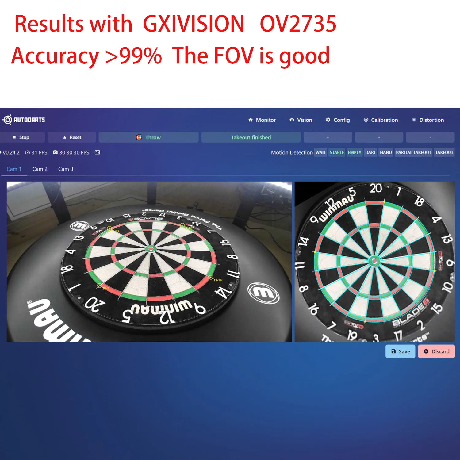 GXIVISION 3pcs IMX179/OV2710/OV2735/OV9732 100 Degree 30fps 2M Cable Camera Module Compatible For Autodarts.io,USB Free Driver