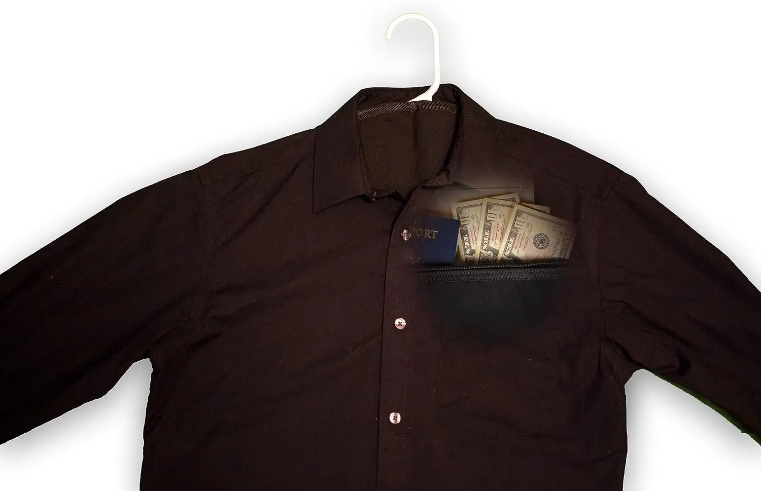 Hanger Diversion Safe Hidden Pocket Safe, Fits Under Hanging Clothes with Pocket to Hide Valuables for Home or Travel
