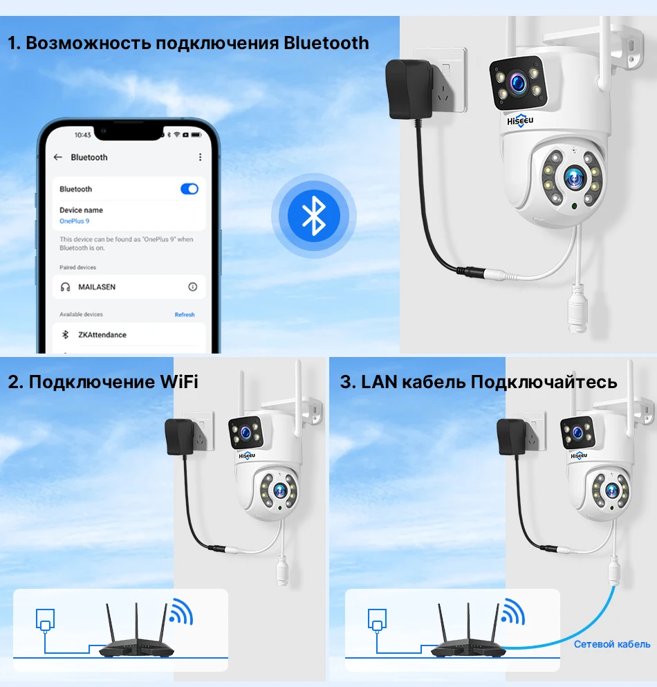 Hiseeu 6MP WIFI PTZ IP Camera Dual Lens 5X Digital Zoom Auto Tracking CCTV Surveillance Camera For Hiseeu Wireless CCTV System