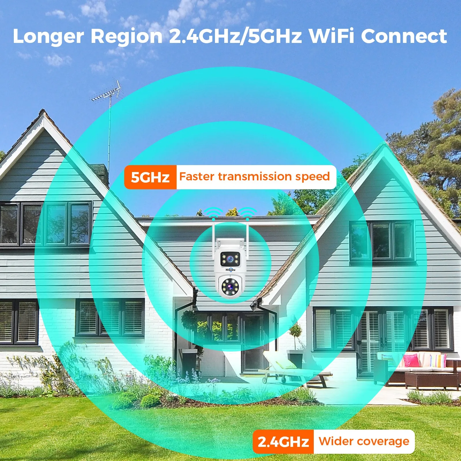 Hiseeu 6MP WIFI PTZ IP Camera Dual Lens 5X Digital Zoom Auto Tracking CCTV Surveillance Camera For Hiseeu Wireless CCTV System