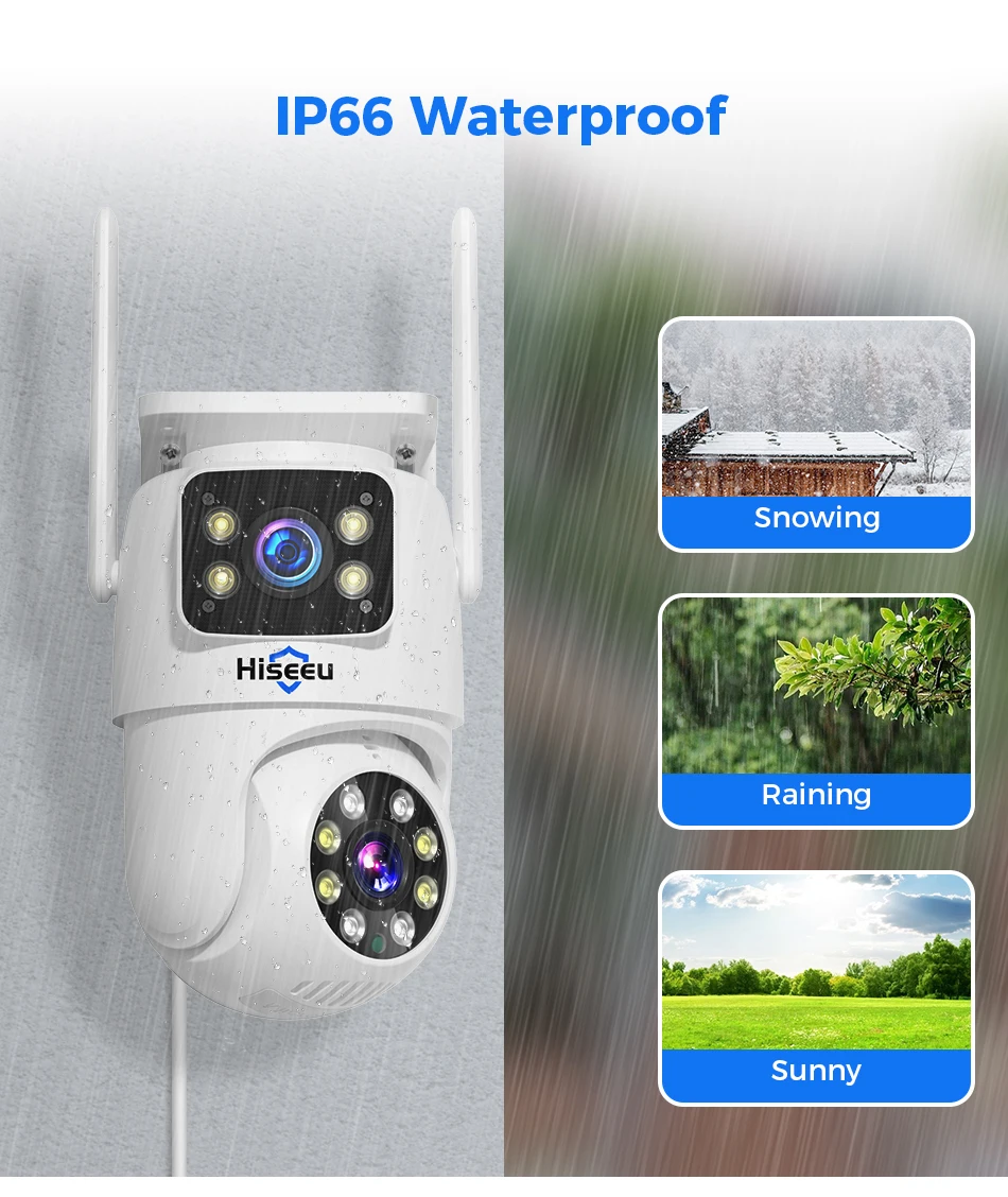 Hiseeu 6MP WIFI PTZ IP Camera Dual Lens 5X Digital Zoom Auto Tracking CCTV Surveillance Camera For Hiseeu Wireless CCTV System