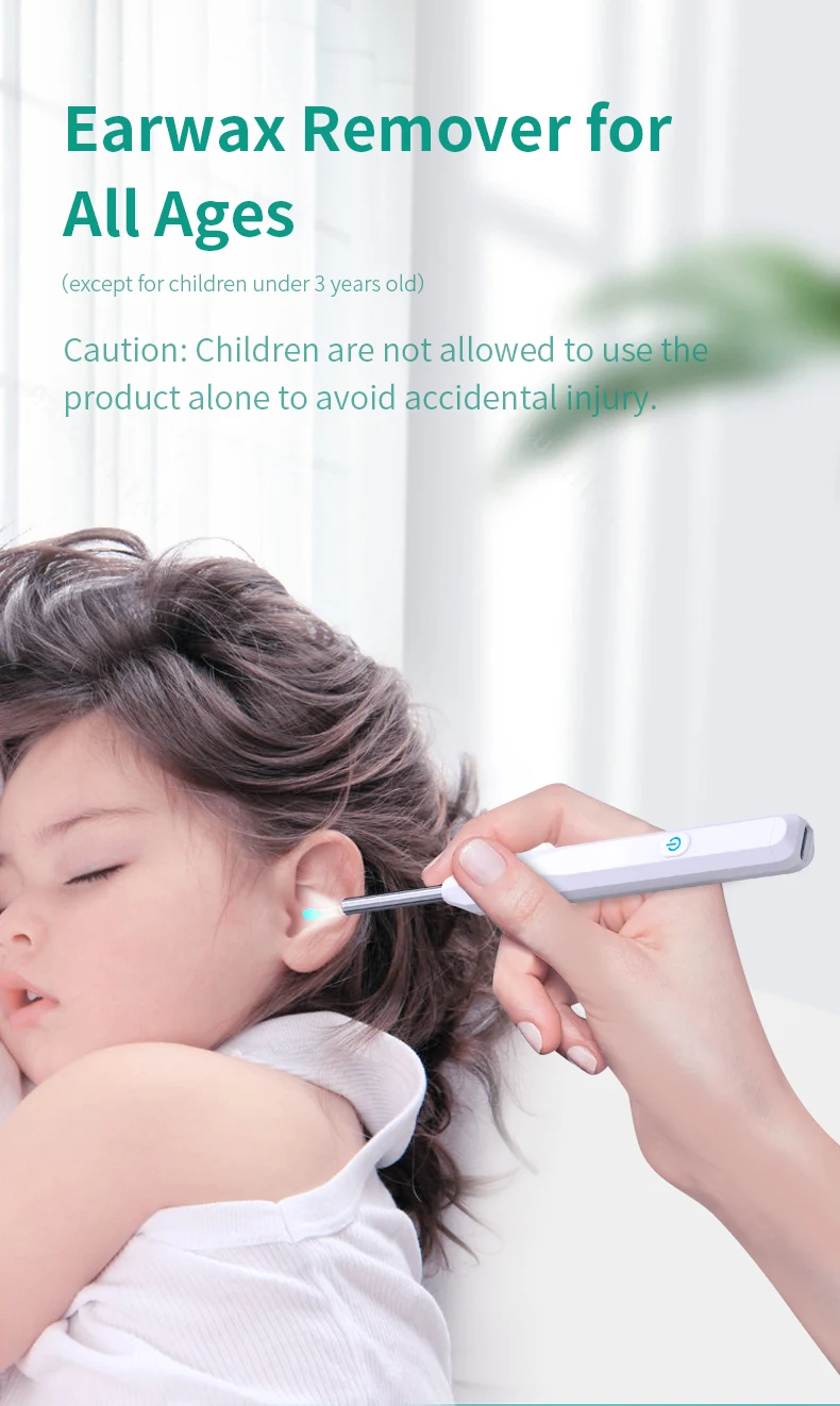 HD Ear Cleaner Otoscope with Camera Earwax Remover Tool Kit with 6 LED Lights for iPhone iPad Android Smart Phone