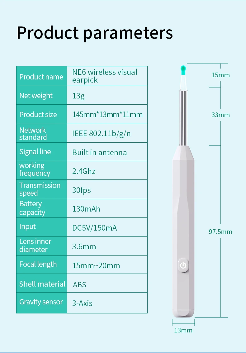 HD Ear Cleaner Otoscope with Camera Earwax Remover Tool Kit with 6 LED Lights for iPhone iPad Android Smart Phone