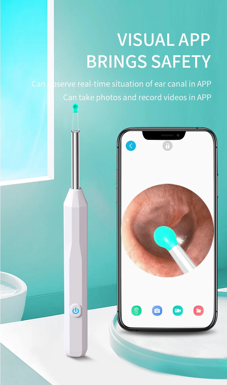 HD Ear Cleaner Otoscope with Camera Earwax Remover Tool Kit with 6 LED Lights for iPhone iPad Android Smart Phone