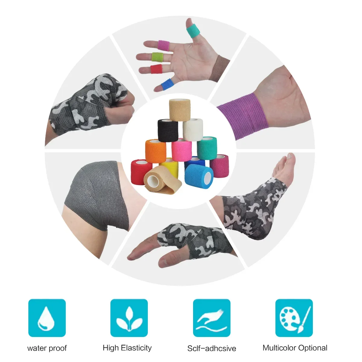 4.5m Colorful Sport Self Adhesive Elastic Bandage Wrap Tape Elastoplast for Knee Support Pads Finger Ankle Palm Shoulder