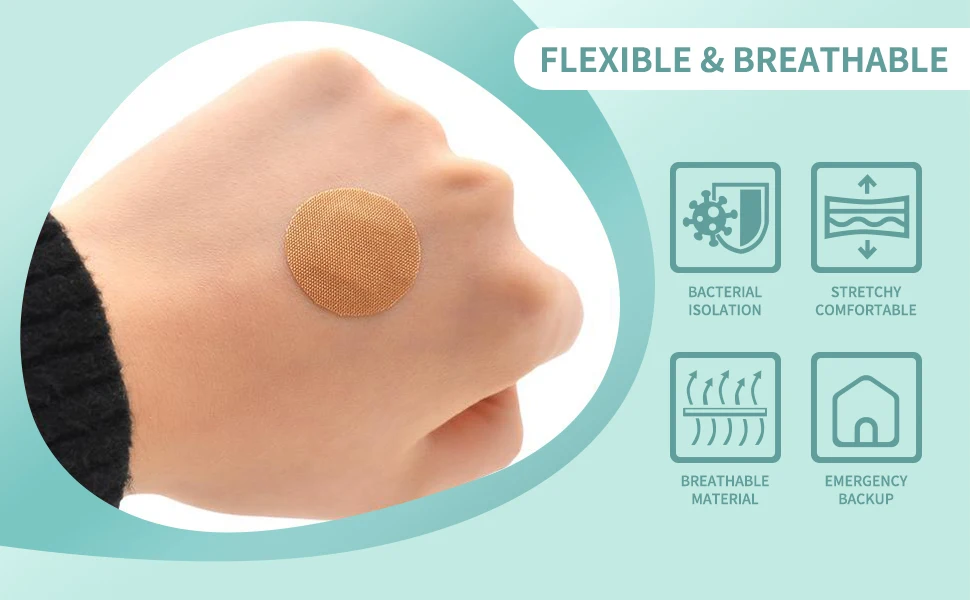 100Pcs Round Band Aid Vaccine Patches Sterile Hemostatic Patch Elastic Fabric Waterproof Wound Adhesive Bandage First Aid Kit