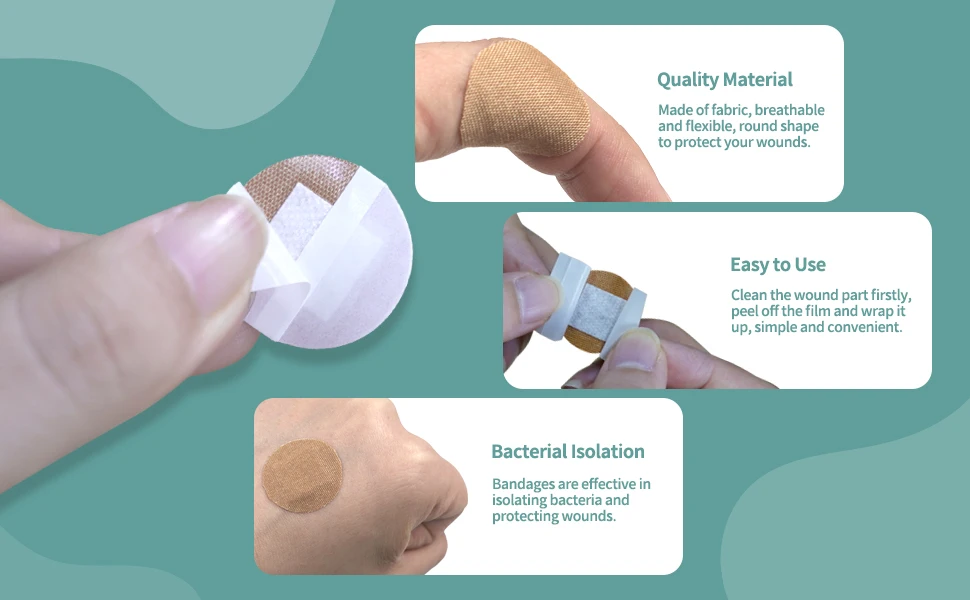 100Pcs Round Band Aid Vaccine Patches Sterile Hemostatic Patch Elastic Fabric Waterproof Wound Adhesive Bandage First Aid Kit