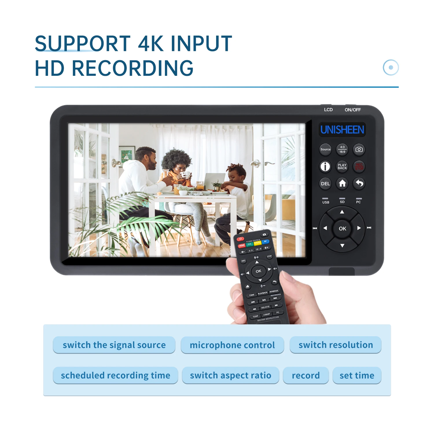 UNISHEEN HD Video Capture Box 1080P Video to Digital Converter with 3" Screen, 4K HDMI/CVBS/VGA/YPBPR Inputs Video Recorder
