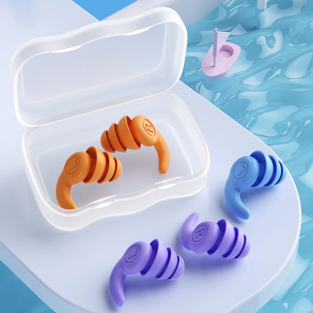 1 Pair Silicone Ear Protector Waterproof 3 Layers Swimming Ear Plugs Reduction Soundproof Lightweight for 5-12 Year Old Children