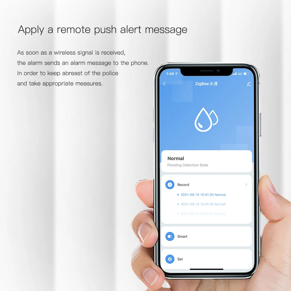 ZigBee Flood Sensor Water Leakage Detector Water Tank Full Alert Overflow Security Alarm System Tuya Smart App Remote Control