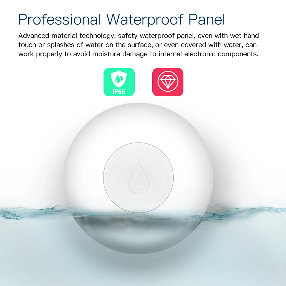 ZigBee Flood Sensor Water Leakage Detector Water Tank Full Alert Overflow Security Alarm System Tuya Smart App Remote Control