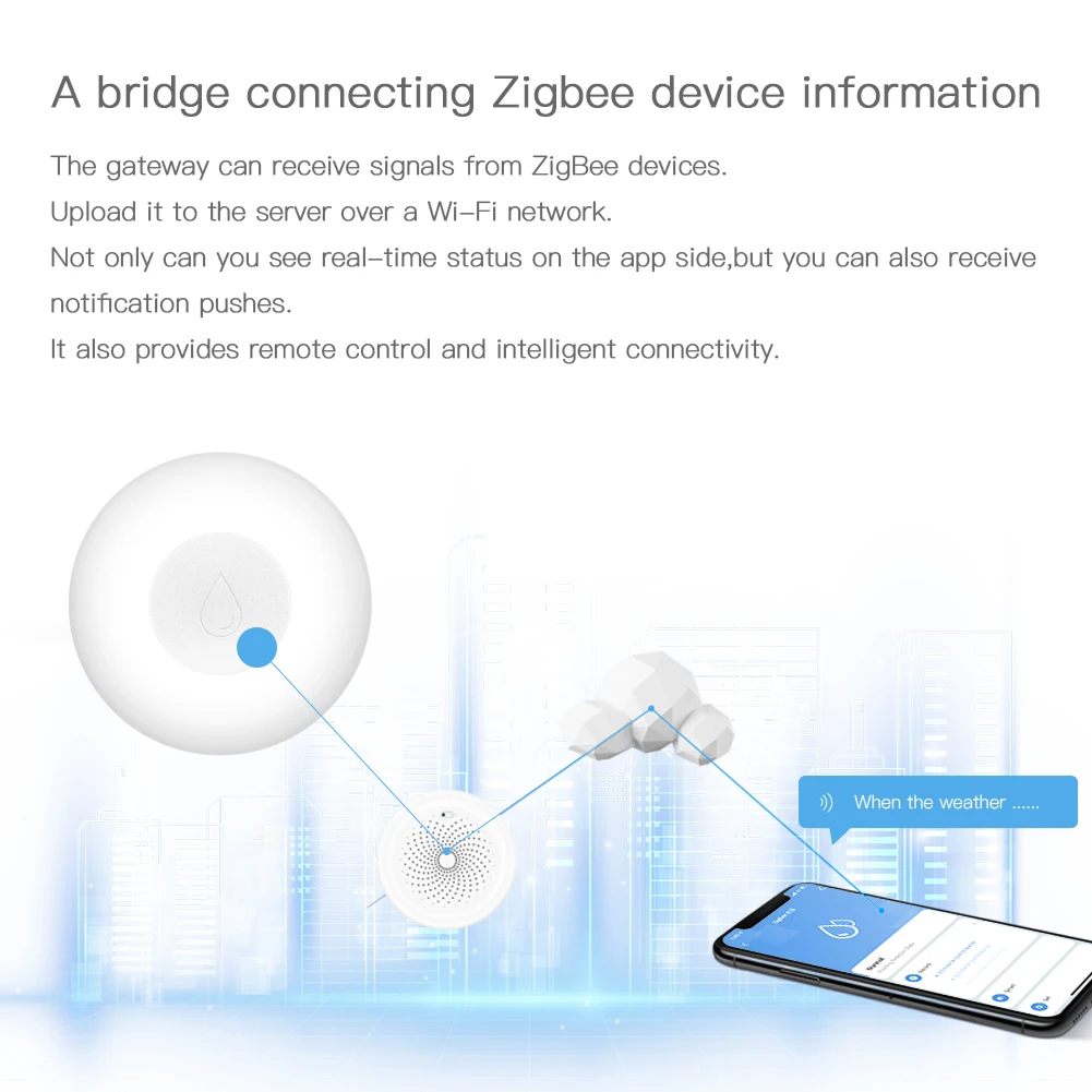 ZigBee Flood Sensor Water Leakage Detector Water Tank Full Alert Overflow Security Alarm System Tuya Smart App Remote Control