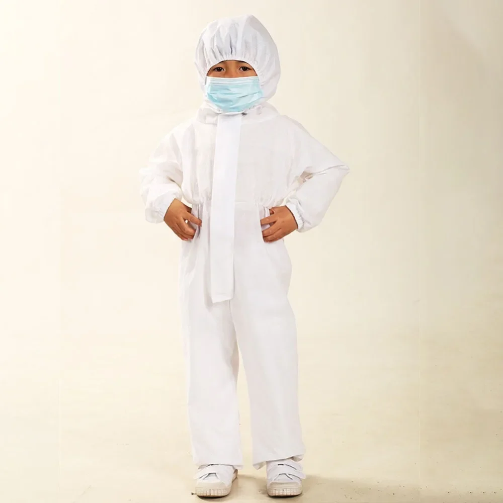 Protective Kids Breathable Dustproof Coveralls Isolation Suit Hooded Children Disposable Full Body Gown Antifouling Play Costume