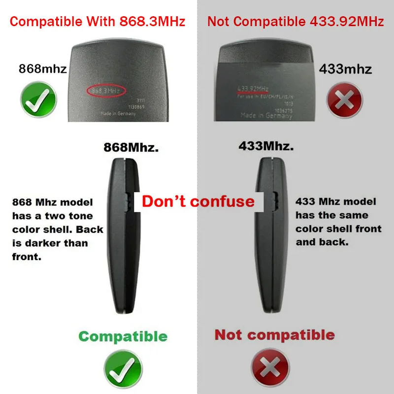 1-10pcs 868MHz Garage Remote Control Digital 304 302 384 382 313 321 323 868 Gate Opener Hand Transmitter