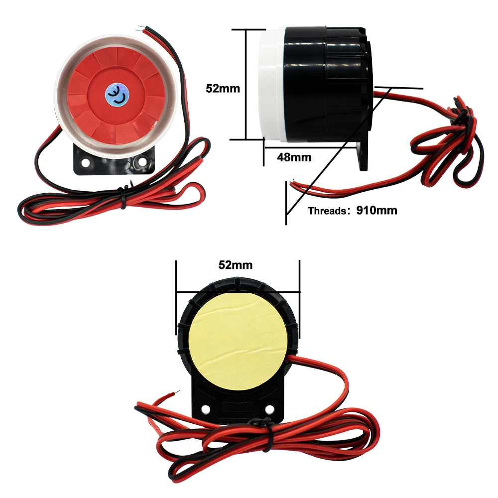 DC 12V Mini Alarm Siren Audio Alarm Anti-theft Buzzer High-decibel Security Piezo Buzzer Alarm Horn