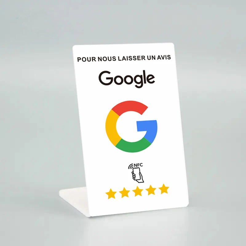 German French Arabic Italian Spanish Portuguese Hebrew Writing Google Reviews NFC Stand Tap URL Social Business Review Cards