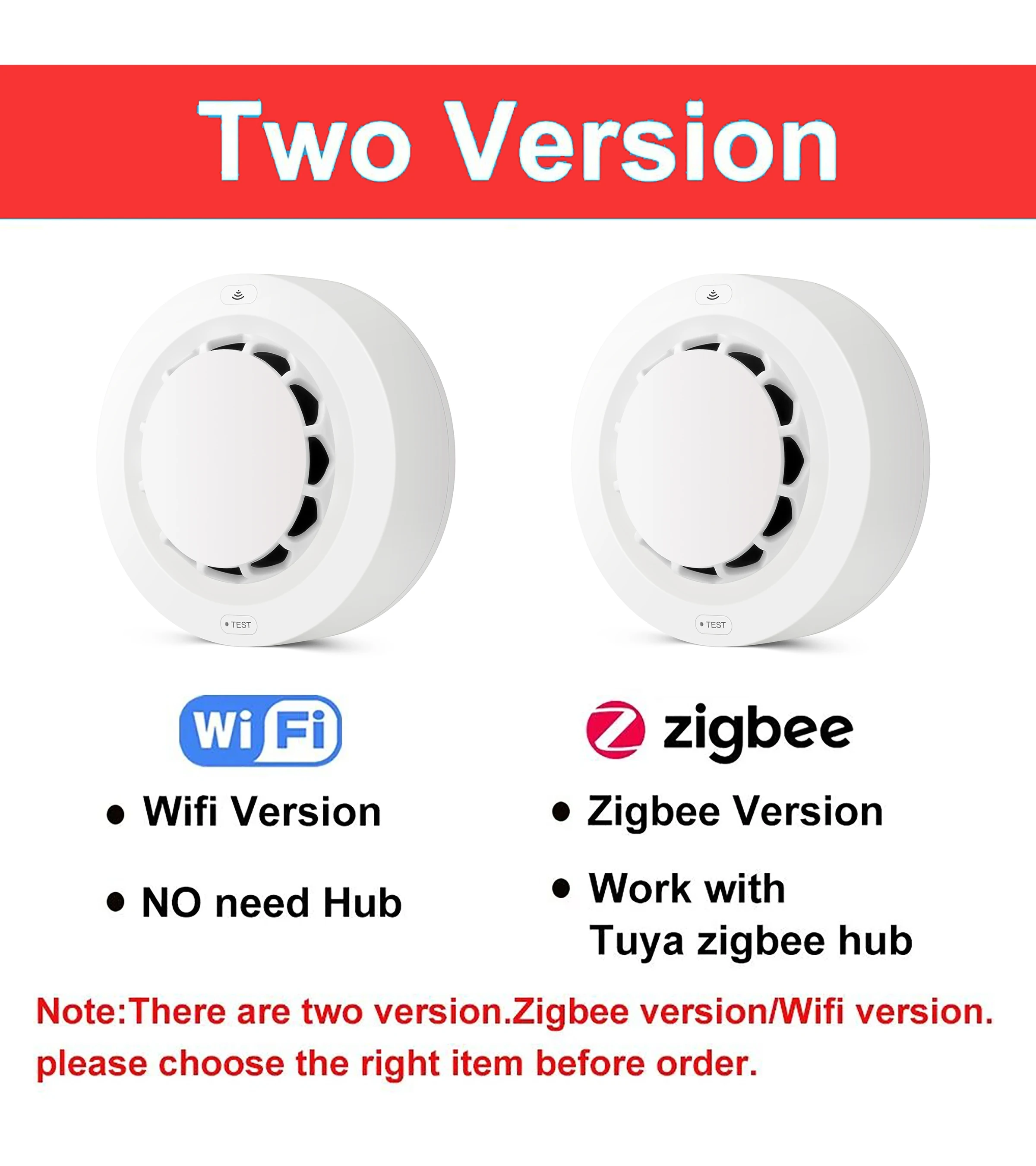 Tuya WiFi/Zigbee Smoke Detector Photoelectric Sensor Fire Alarm Home Kitchen Security System Work With Smart Life APP