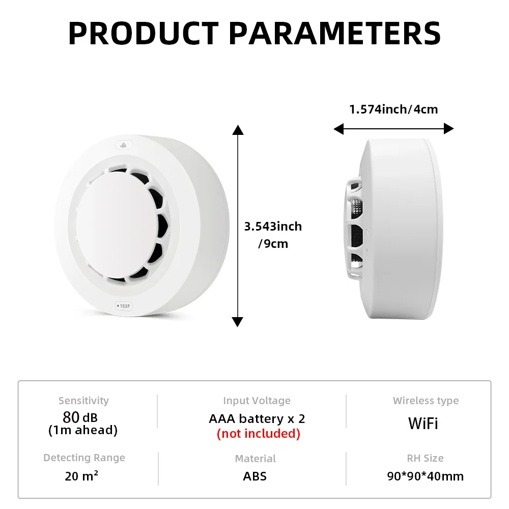 Tuya WiFi/Zigbee Smoke Detector Photoelectric Sensor Fire Alarm Home Kitchen Security System Work With Smart Life APP