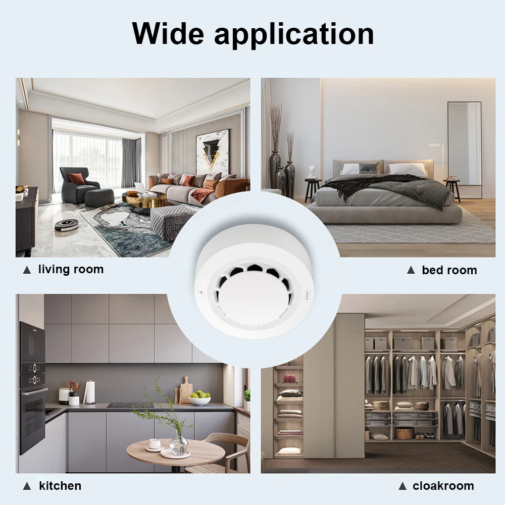 Tuya WiFi/Zigbee Smoke Detector Photoelectric Sensor Fire Alarm Home Kitchen Security System Work With Smart Life APP