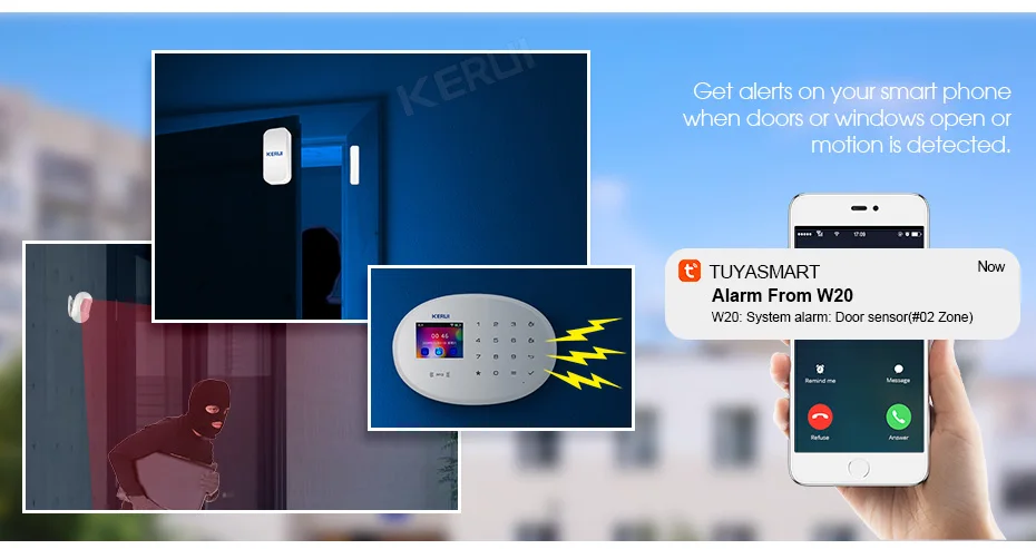 KERUI W204 4G WIFI GSM Alarm System Touch Panel Home Security Tuya Smart RIFD APP Remote Control Burglar PIR Door Sensor Siren