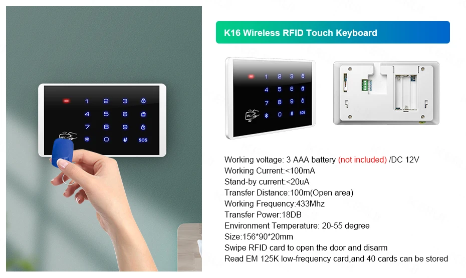 KERUI W204 4G WIFI GSM Alarm System Touch Panel Home Security Tuya Smart RIFD APP Remote Control Burglar PIR Door Sensor Siren