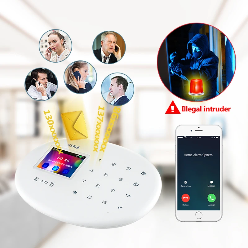 KERUI W204 4G WIFI GSM Alarm System Touch Panel Home Security Tuya Smart RIFD APP Remote Control Burglar PIR Door Sensor Siren