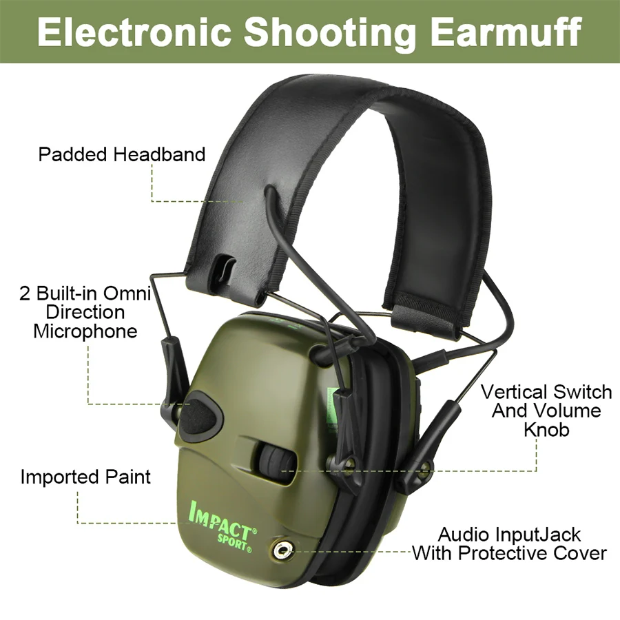Electronic Damper Sports Shooting Earmuff Sports Shooting Impact Outdoor Anti-Noise Headset for Howard Leight Impact Sports
