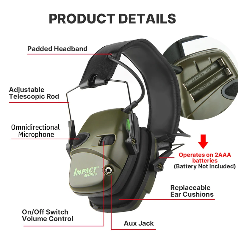 Electronic Damper Sports Shooting Earmuff Sports Shooting Impact Outdoor Anti-Noise Headset for Howard Leight Impact Sports