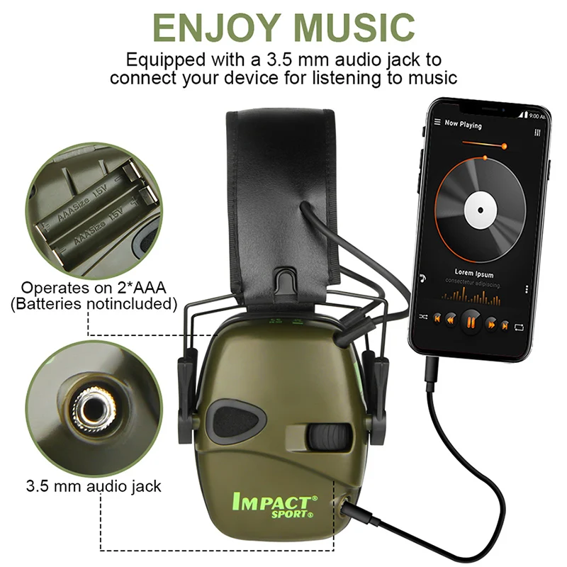 Electronic Damper Sports Shooting Earmuff Sports Shooting Impact Outdoor Anti-Noise Headset for Howard Leight Impact Sports