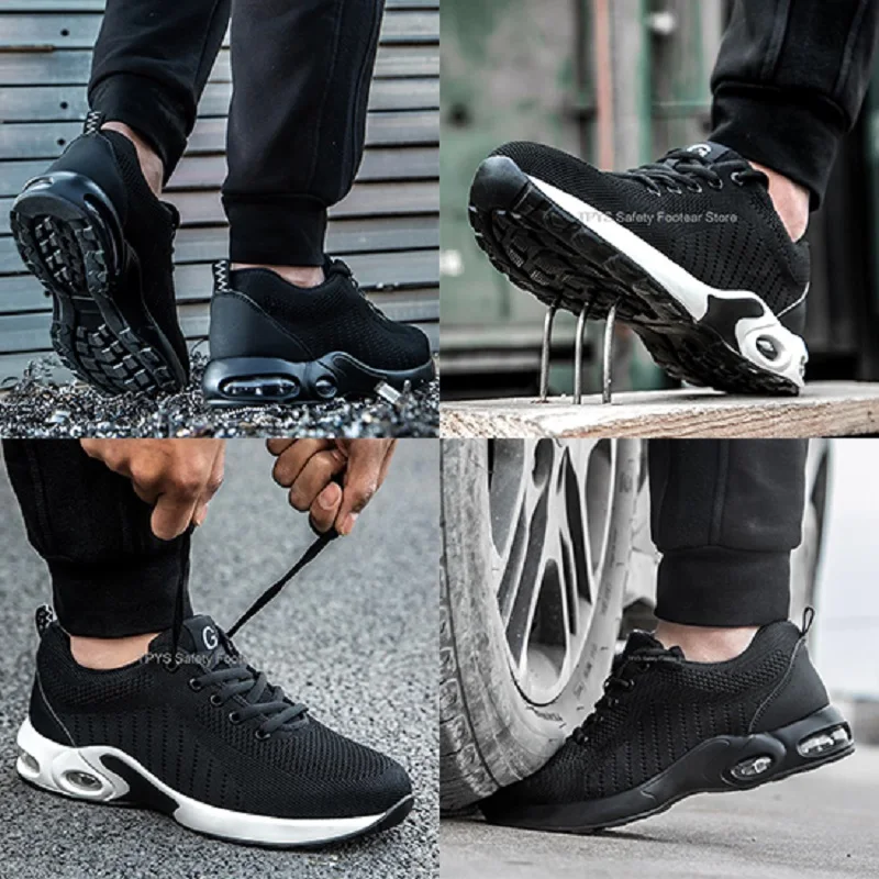 Steel Toe Safety Shoes Men Women Security Protection Work Shoes Lightweight Safety Boots Air Cushion Indestructible Shoes