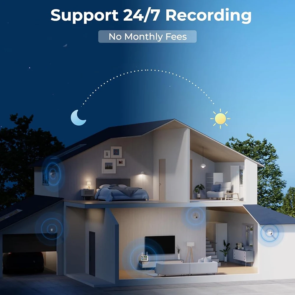8CH 5MP Wifi NVR with 12 Inch Monitor H.265 Onvif XMeye Network Video Recorder For Wireless Security System Face Detection 24/7