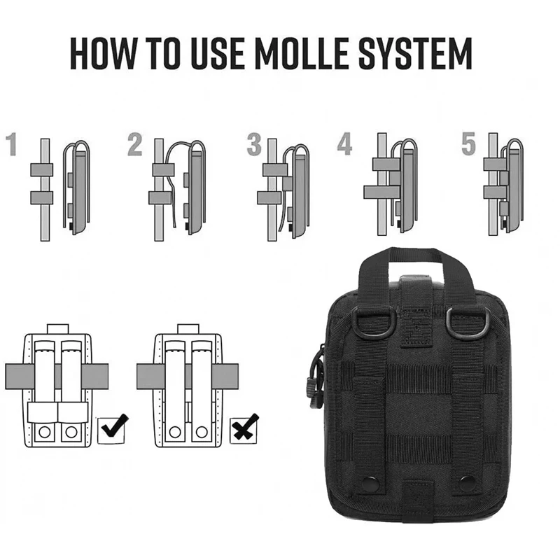 1pc EMT Pouch, Rip Away Molle Medical Pouches Tear-Away First Aid Kit Emergency Survival Bag for Travel Outdoor Hiking