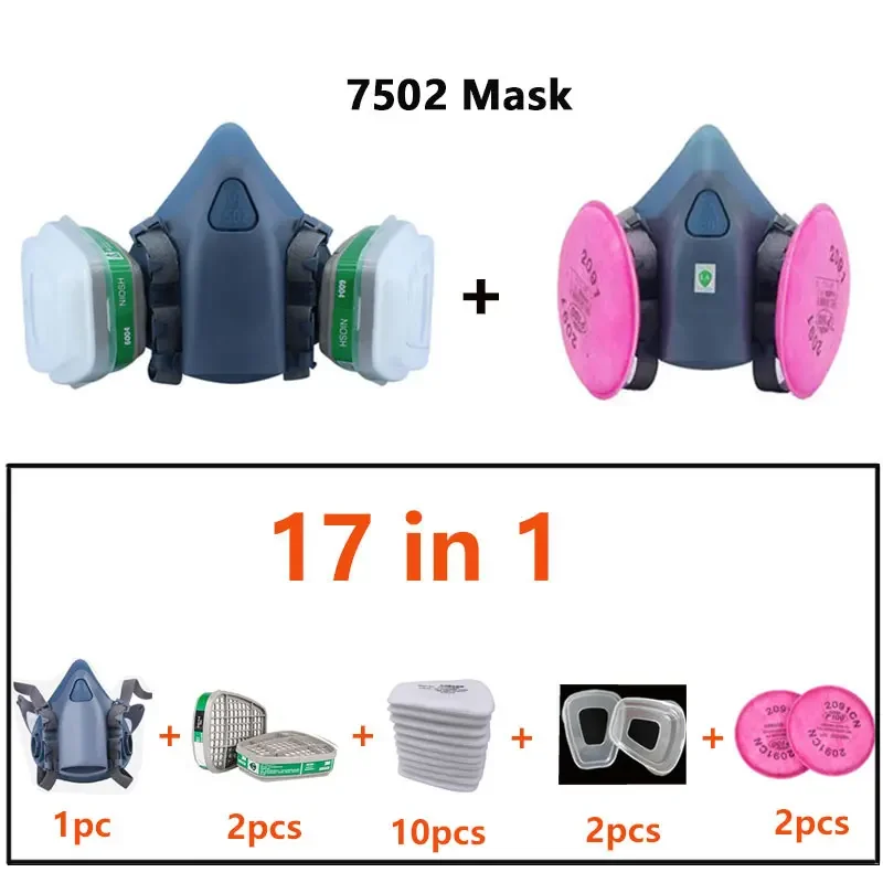 7502 Half Mask Dust Gas Mask 7502 Respirator Chemical Paint Spray Pesticide Filter Widely Use Protection