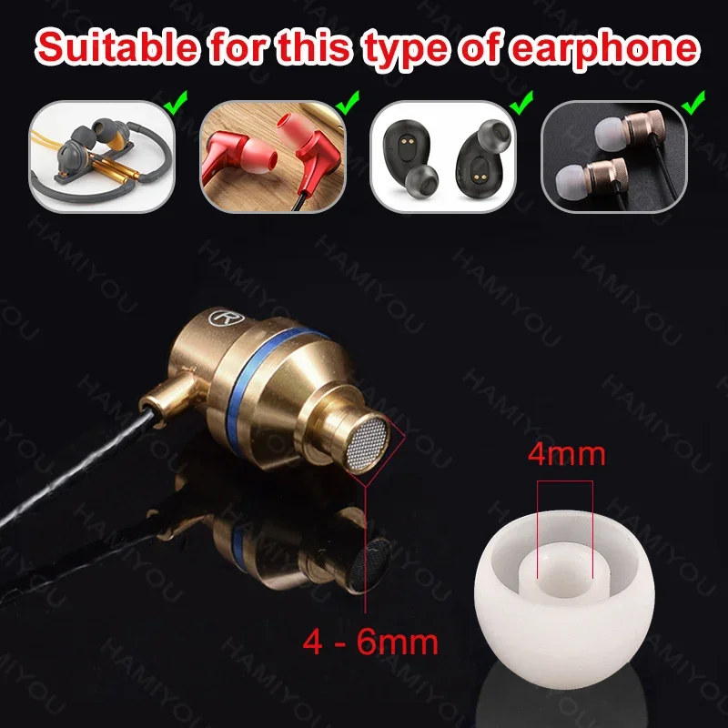 HUAK 4 Pairs Wired Earphone Noise Reduction Silicone Replacement Ear Plugs Soft Earbuds Cap in Ear Headphone Eartip L M S XS