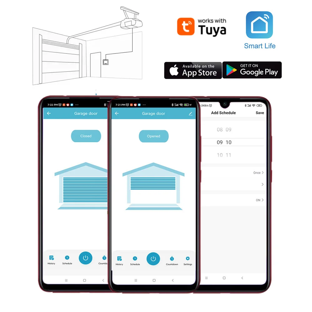 WiFi Switch Smart Garage Door Opener Controller Work With Alexa Echo Google Home SmartLife/Tuya APP Control No Hub Require
