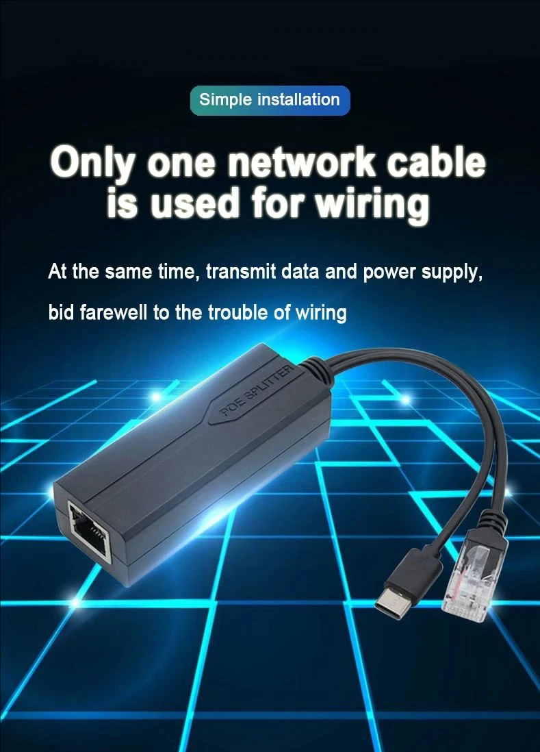 POE Splitter 48V to 5V Micro USB tpye-C 100Mbps and1000Mbps Gigabit POE Camera Injector Power Supply for Huawei Hikvision